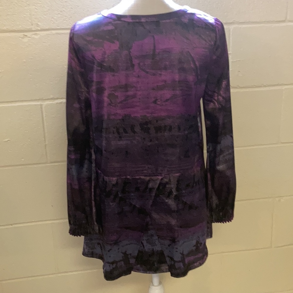 Simply Vera by Vera Wang Purple & Black Blouse - Picture 5 of 14